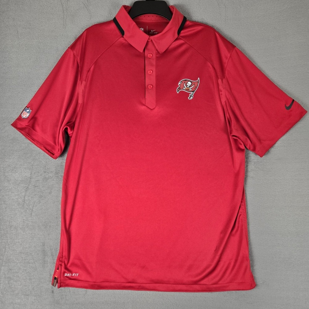 Tampa Bay Buccaneers Nike Polo Shirt Mens Large‎ Red NFL Dri Fit On Field
